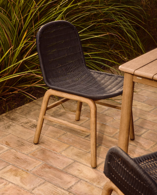 ALIPA chair in FSC 100% solid acacia wood and dark grey rope cord