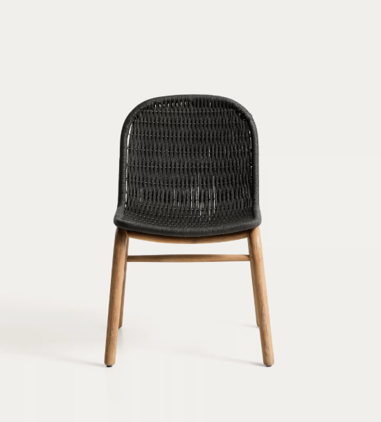 ALIPA chair in FSC 100% solid acacia wood and dark grey rope cord