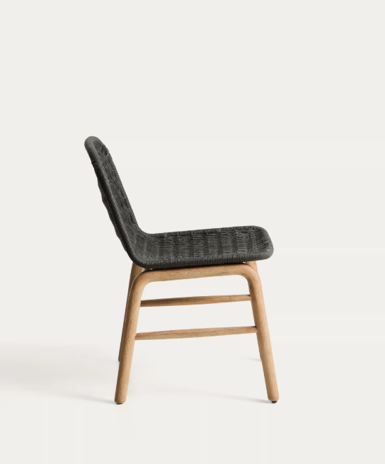 ALIPA chair in FSC 100% solid acacia wood and dark grey rope cord