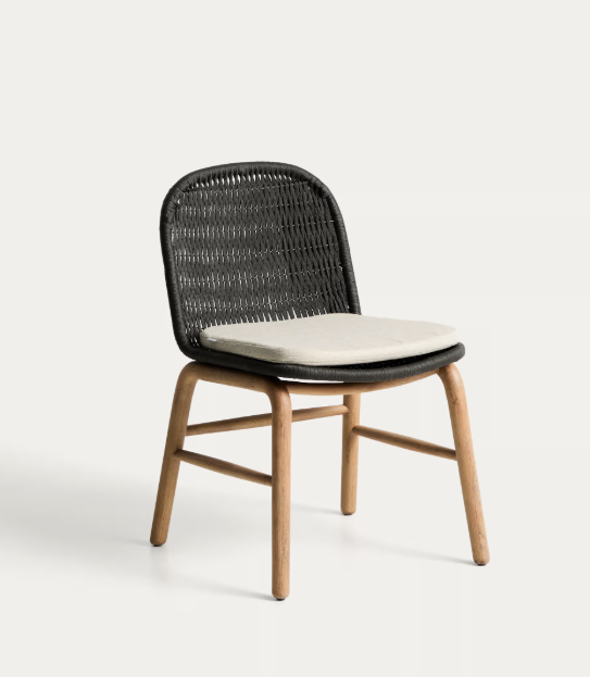 ALIPA chair in FSC 100% solid acacia wood and dark grey rope cord