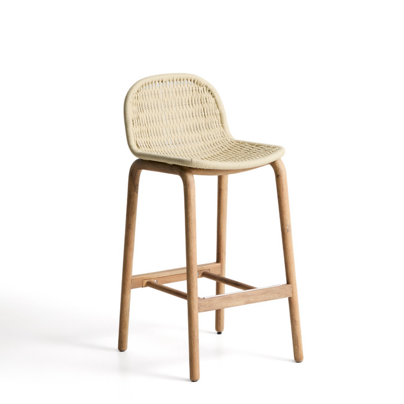 ALIPA stool in FSC 100% solid acacia wood and ecru rope cord 75 cm