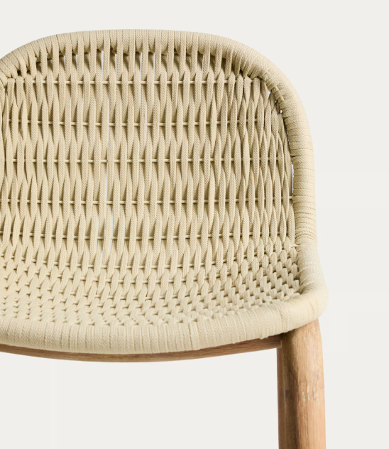 ALIPA stool in FSC 100% solid acacia wood and ecru rope cord 75 cm