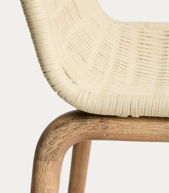 ALIPA stool in FSC 100% solid acacia wood and ecru rope cord 75 cm