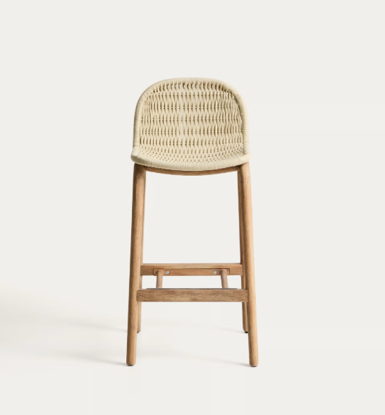 ALIPA stool in FSC 100% solid acacia wood and ecru rope cord 75 cm