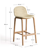 ALIPA stool in FSC 100% solid acacia wood and ecru rope cord 75 cm