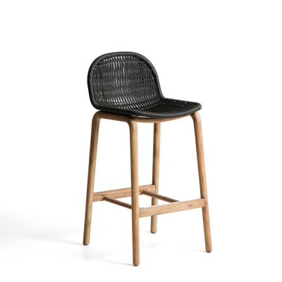 ALIPA stool in FSC 100% solid acacia wood and dark grey rope cord 75 cm