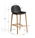 ALIPA stool in FSC 100% solid acacia wood and dark grey rope cord 75 cm