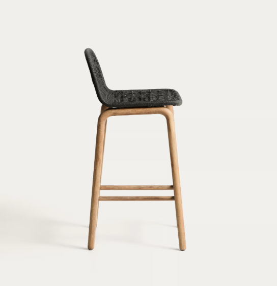 ALIPA stool in FSC 100% solid acacia wood and dark grey rope cord 75 cm