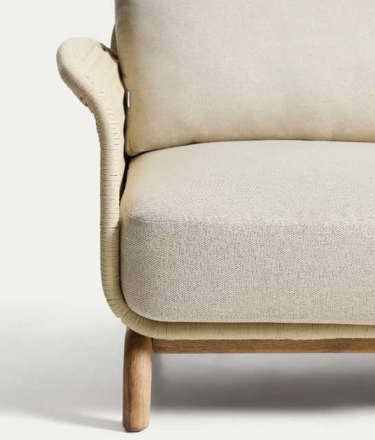 ALIPA 2-seater sofa in solid acacia wood and ecru rope cord 165 cm