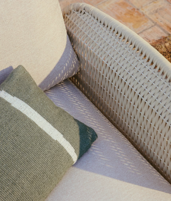 ALIPA 2-seater sofa in solid acacia wood and ecru rope cord 165 cm
