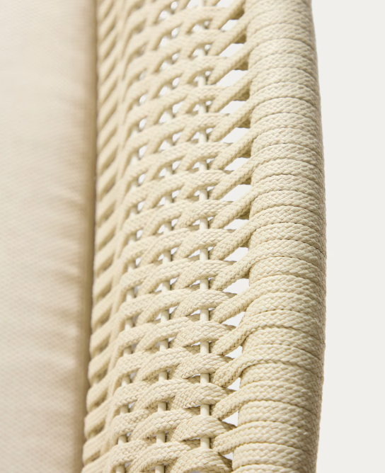 ALIPA 2-seater sofa in solid acacia wood and ecru rope cord 165 cm