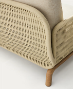 ALIPA 2-seater sofa in solid acacia wood and ecru rope cord 165 cm