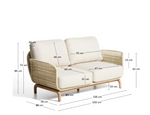 ALIPA 2-seater sofa in solid acacia wood and ecru rope cord 165 cm