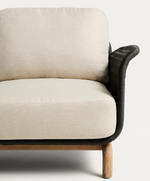 ALIPA 2-seater sofa in solid acacia wood and dark grey rope cord 165 cm