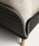 ALIPA 2-seater sofa in solid acacia wood and dark grey rope cord 165 cm