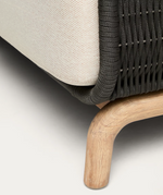 ALIPA 2-seater sofa in solid acacia wood and dark grey rope cord 165 cm