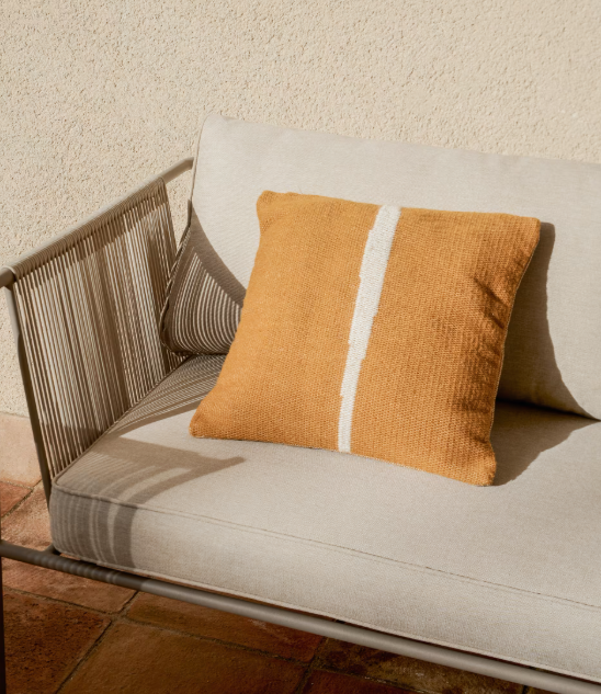 DAILA orange 100% PET cushion cover with Ikat graphic 50 x 50cm