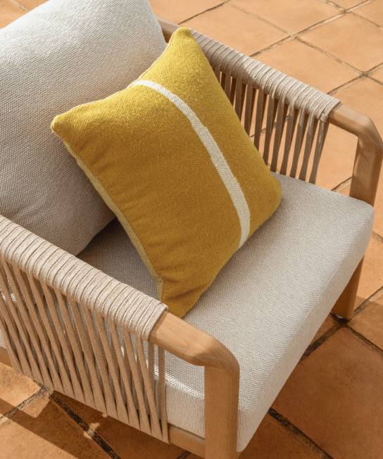 DAILA yellow 100% PET cushion cover with Ikat graphic 50 x 50cm
