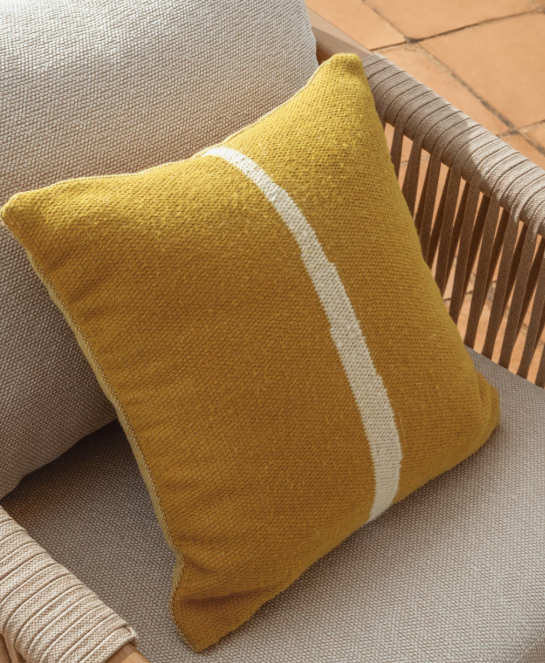 DAILA yellow 100% PET cushion cover with Ikat graphic 50 x 50cm