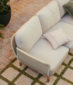 ALIPA 3-seater sofa in solid acacia wood and ecru rope cord 235 cm