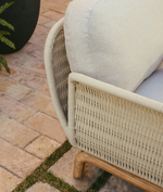 ALIPA 3-seater sofa in solid acacia wood and ecru rope cord 235 cm