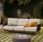 ALIPA 3-seater sofa in solid acacia wood and dark grey rope cord 235 cm