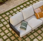 ALIPA 3-seater sofa in solid acacia wood and dark grey rope cord 235 cm