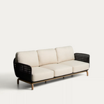ALIPA 3-seater sofa in solid acacia wood and dark grey rope cord 235 cm