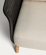 ALIPA 3-seater sofa in solid acacia wood and dark grey rope cord 235 cm