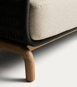 ALIPA 3-seater sofa in solid acacia wood and dark grey rope cord 235 cm