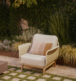 ALIPA armchair in FSC 100% solid acacia wood and ecru rope cord