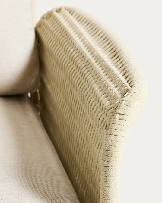 ALIPA armchair in FSC 100% solid acacia wood and ecru rope cord