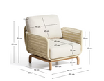 ALIPA armchair in FSC 100% solid acacia wood and ecru rope cord