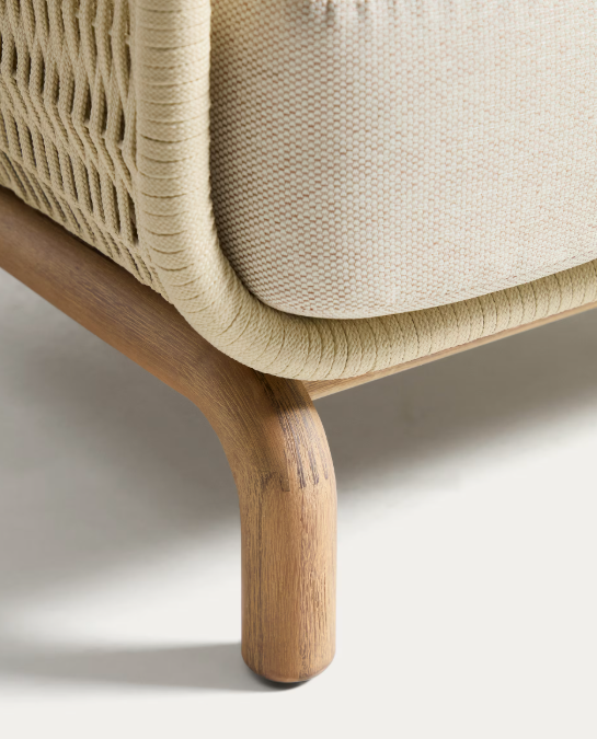 ALIPA armchair in FSC 100% solid acacia wood and ecru rope cord