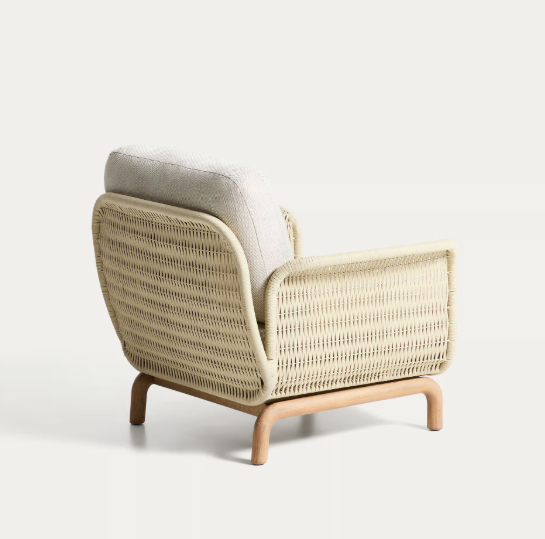 ALIPA armchair in FSC 100% solid acacia wood and ecru rope cord