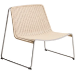 TAVARI Stackable armchair in beige synthetic rope cord and brushed-effect stainless steel