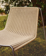 TAVARI Stackable armchair in beige synthetic rope cord and brushed-effect stainless steel