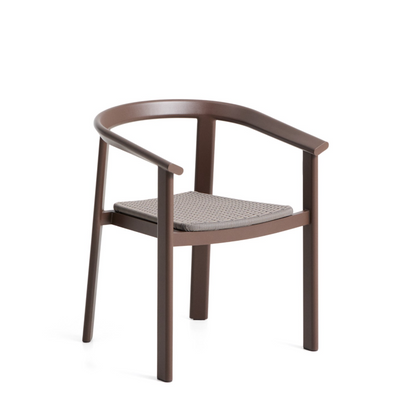 ERICE Stackable chair in aluminium and brown rope