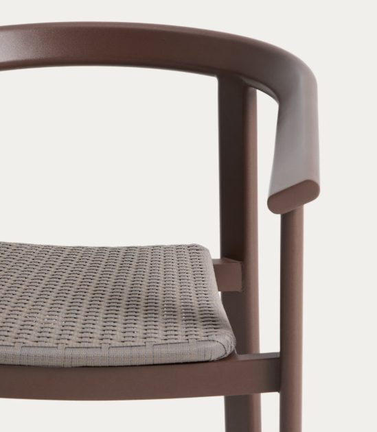 ERICE Stackable chair in aluminium and brown rope