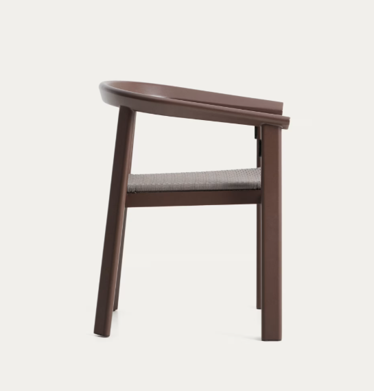 ERICE Stackable chair in aluminium and brown rope