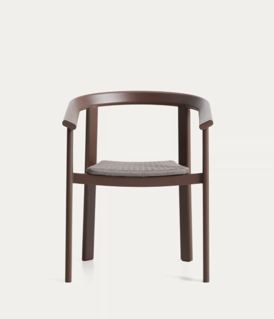 ERICE Stackable chair in aluminium and brown rope