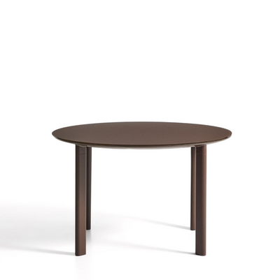ERICE round table in aluminium and brown tempered glass Ø120 cm