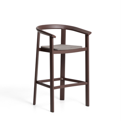 ERICE stool in aluminium and brown rope cord 75cm