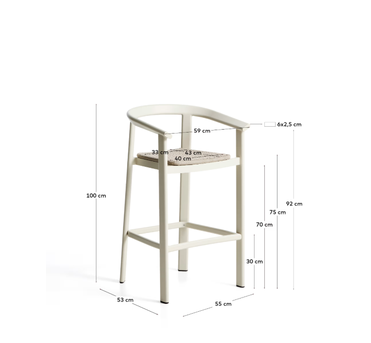 ERICE stolac od aluminija i ecru užeta 75 cm
