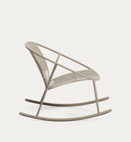 ATRANI rocking chair in galvanized steel and taupe rope