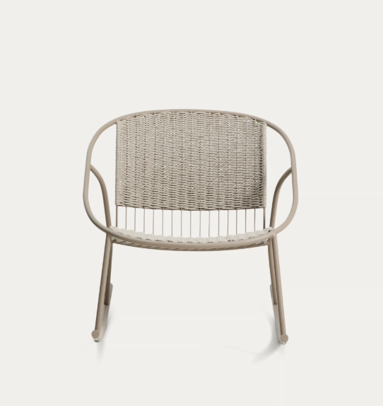 ATRANI rocking chair in galvanized steel and taupe rope