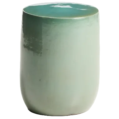 MESQUIDA Outdoor side table in ceramic with glazed turquoise finish Ø 35cm