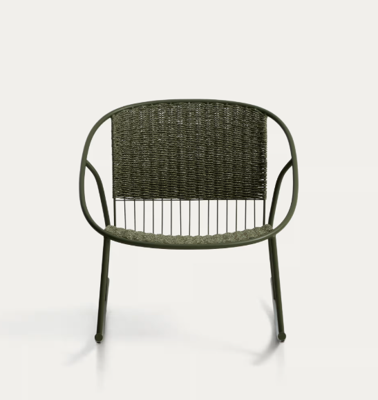 ATRANI rocking chair in galvanized steel and green rope