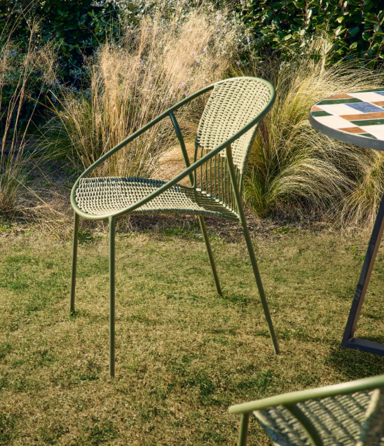 ATRANI chair in galvanized steel and green rope