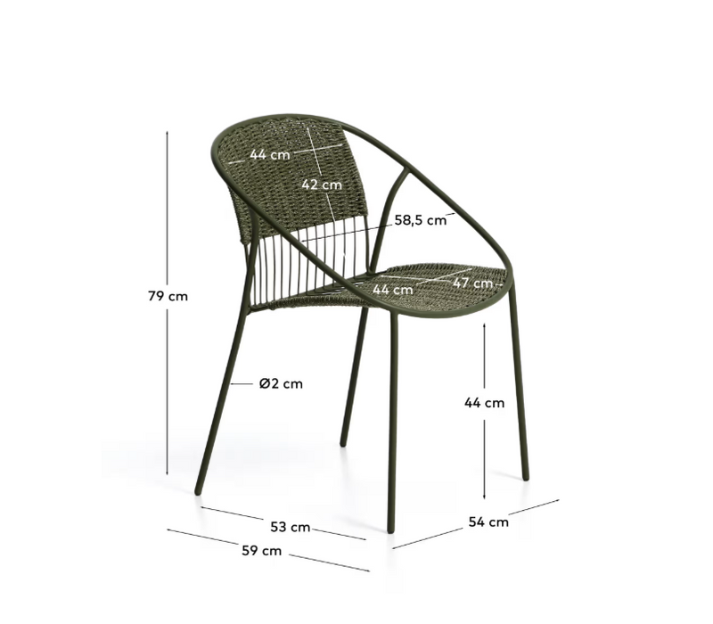 ATRANI chair in galvanized steel and green rope